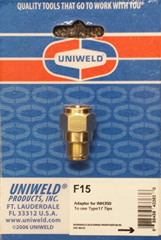 Uniweld F15 Adaptor for WH350 to use Type17 Welding/Brazing Tips